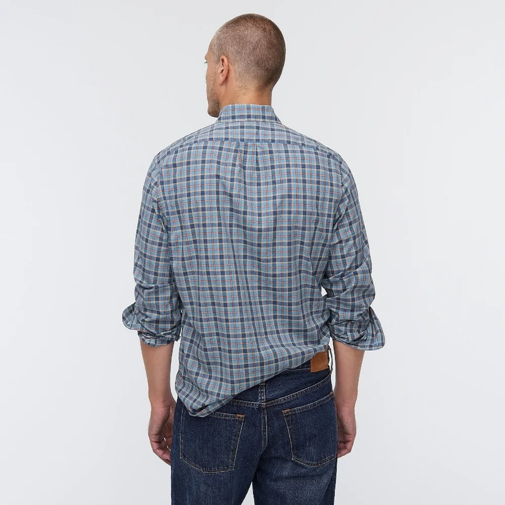 New! J Crew Mens size Small S Slim Stretch Secret Blue Plaid Shirt NWT